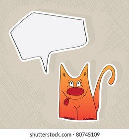 Funny cat with speech bubble - vector cartoon illustration