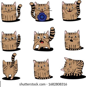 Funny cat sticker pack. 9 pictures