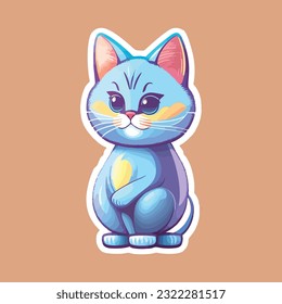 Funny Cat Sticker Vektorkunst