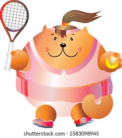 funny cat with tennis racket