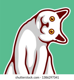 Funny cat tilted his head. Vector illustration. Cute cartoon pet - Vector