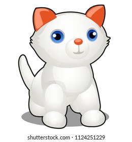 Funny cat toy isolated on white background. Vector cartoon close-up illustration.