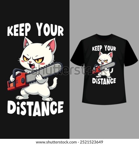 funny cat typography t-shirt design- Keep your distance
