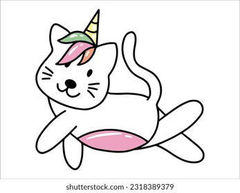 Funny Cat Unicorn Cartoon illustration