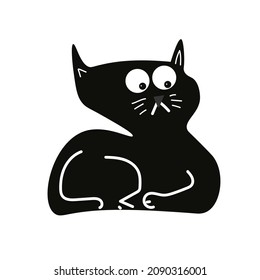 Funny cat vector hand drawn animal illustration