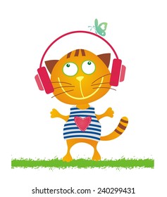 Funny cat. Vector illustration. 