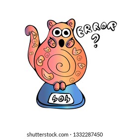 Funny cat. Vector illustration of cute fat cartoon kitty cat.