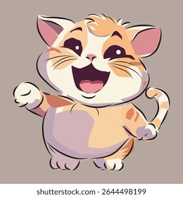 Funny Cat Vector Illustration and Sign
