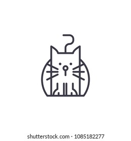funny cat vector line icon, sign, illustration on background, editable strokes