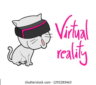 funny cat with virtual reality glasses