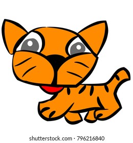 Funny Cat Walking Vector Illustration