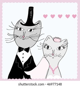 Funny cats - bride and groom