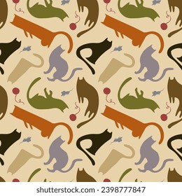funny cats bright pattern pattern vector