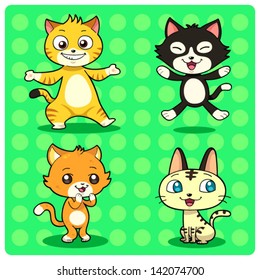 Funny Cats Cat characters in 4 different styles. Vector EPS10 file.