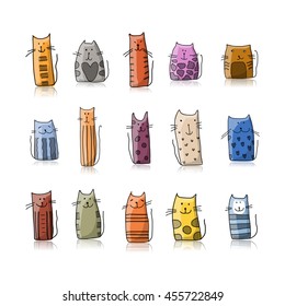 Funny cats collection, sketch for your design