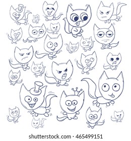 Funny cats contour. Suitable for childrens stories and fairy tales. Vector illustration