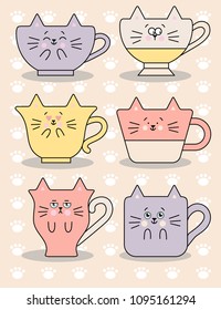 Funny cats cup vector image 
