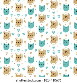 Funny Cats Cute Childish Vector Pattern