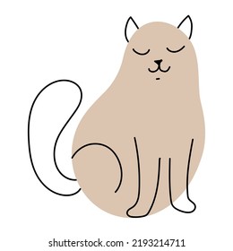 Hunde Katzen in verschiedenen Posen. Einfache Kätzchen aus Flecken und Linien. Frische Tierabdruck. Vektorgrafik einzeln auf weißem Hintergrund.