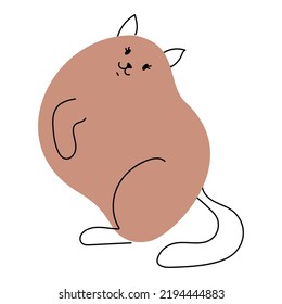 Hunde Katzen in verschiedenen Posen. Einfache Kätzchen aus Flecken und Linien. Frische Tierabdruck. Vektorgrafik einzeln auf weißem Hintergrund.