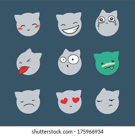 funny cats emotions set