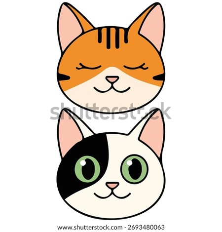 Funny cats emotions set vector isolated white background