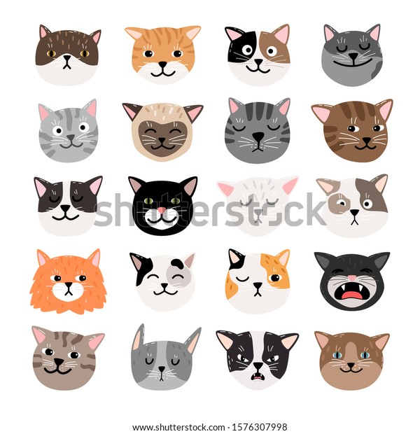 Funny Cats Face Emtions Cute Funny Stock Vector Royalty Free 1576307998