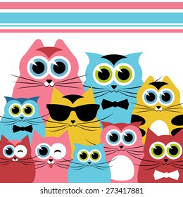 Funny cats family