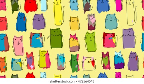 Funny cats family, seamless pattern for your design