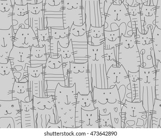 Funny cats family, seamless pattern for your design