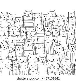 Funny cats family, seamless pattern for your design