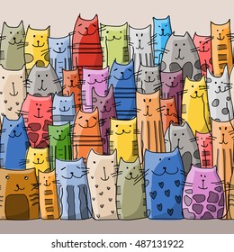 Funny cats family, seamless pattern for your design