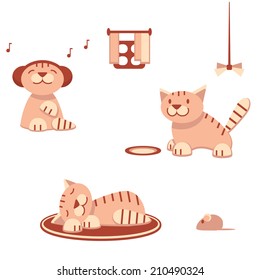 Funny Cats Flat Style Stock Vector Royalty Free Shutterstock