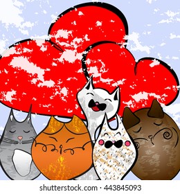 Funny cats. Freehand drawing.Illustration