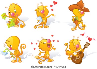Funny cats with hearts