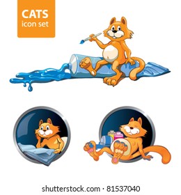 Funny cats icon set