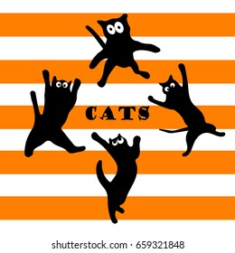 Funny cats jump set illustration
