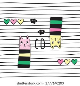 funny cats in meow text vector