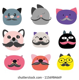 Funny cats with mustache. Cute.   Against prostate cancer. 