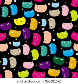 Funny cats on a black background

