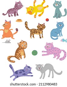 funny cats, children’s pattern for decoration and design, packaging and posters