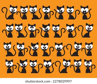 Funny cats pattern, vector. Cartoon illustration.  