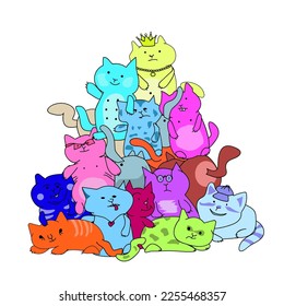 Funny cats in a pile