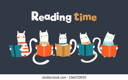 Funny cats reading books