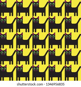 Funny cats. Seamless pattern