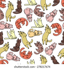 Funny cats seamless pattern