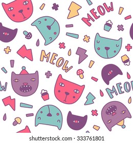 Funny cats seamless pattern