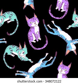 Funny cats. seamless pattern