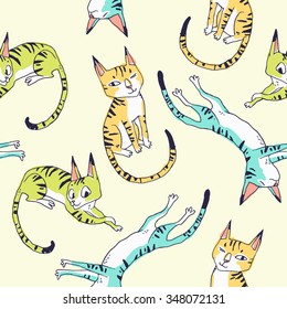 Funny cats. seamless pattern
