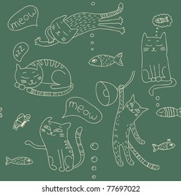 Funny cats seamless pattern